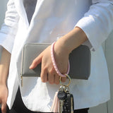 Soft Silicone Wristlet Keychain with Tassel Bag Charm