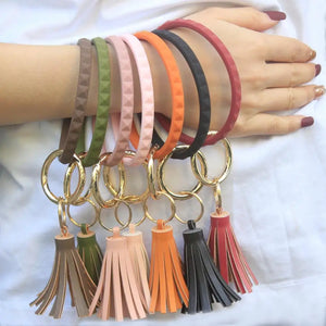 Soft Silicone Wristlet Keychain with Tassel Bag Charm