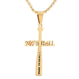 Softball Bat Cross Pendant Necklace, I CAN DO All Things Bible Verse
