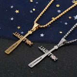 Softball Bat Cross Pendant Necklace, I CAN DO All Things Bible Verse
