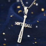 Softball Bat Cross Pendant Necklace, I CAN DO All Things Bible Verse