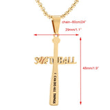 Softball Bat Cross Pendant Necklace, I CAN DO All Things Bible Verse