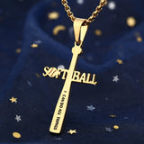 Softball Bat Cross Pendant Necklace, I CAN DO All Things Bible Verse