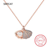 925 Silver Freshwater Pearl Shell Pendant Necklace For Women
