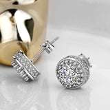 925 Silver Clear CZ Stud Earrings Anti-allergy