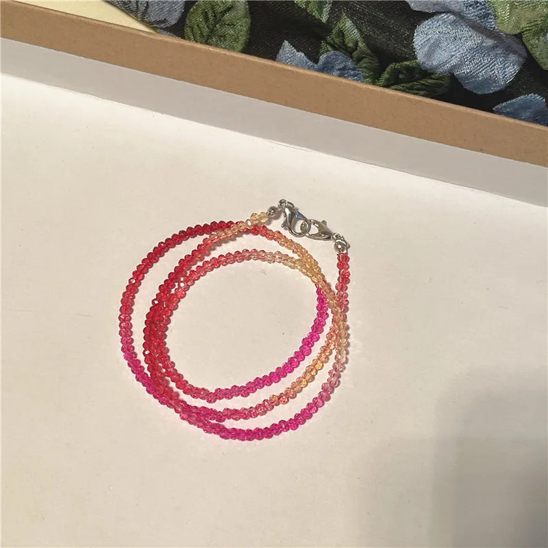 Sweet Girly Beaded Glass Necklace for Women