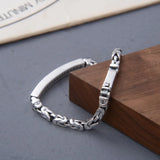 Solid S925 Sterling Silver Buckle Unisex Bracelet Retro Style Glossy Simplicity
