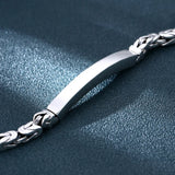 Solid S925 Sterling Silver Buckle Unisex Bracelet Retro Style Glossy Simplicity