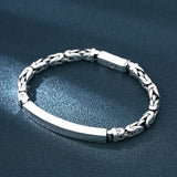 Solid S925 Sterling Silver Buckle Unisex Bracelet Retro Style Glossy Simplicity