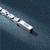 Solid S925 Sterling Silver Buckle Unisex Bracelet Retro Style Glossy Simplicity