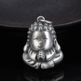Solid S990 Pure Silver Retro Cartoon Little Buddha Pendant
