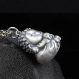 Solid S990 Pure Silver Retro Cartoon Little Buddha Pendant