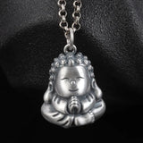 Solid S990 Pure Silver Retro Cartoon Little Buddha Pendant