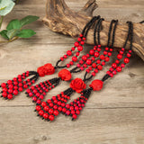 South Korea Tourin cinnabar Flower Necklace Pendant