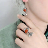 Red Agate Goldfish Pendant Retro Sweater Chain Jewelry