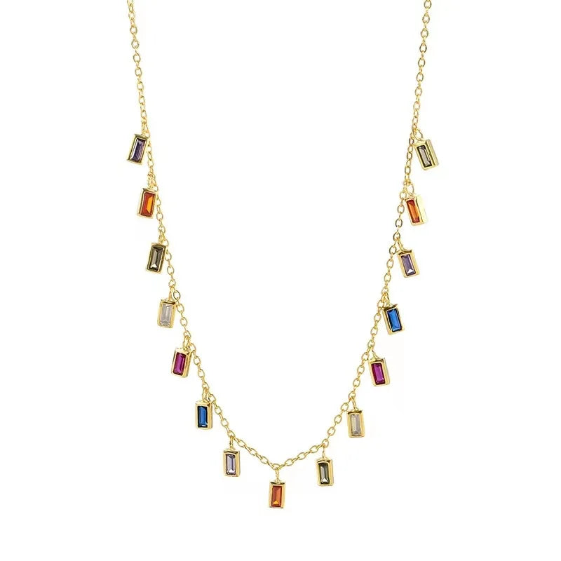 Spanish Colored Gemstone S925 Silver Skirt Necklace for Women