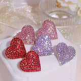 Big Rhinestone Love Heart Earrings Dinner Party Stud Romantic Wedding Jewelry
