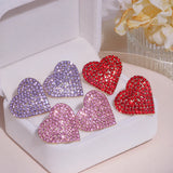 Big Rhinestone Love Heart Earrings Dinner Party Stud Romantic Wedding Jewelry