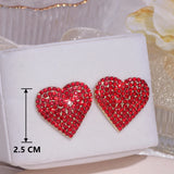 Big Rhinestone Love Heart Earrings Dinner Party Stud Romantic Wedding Jewelry