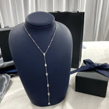 Crystal Water Drop Zirconia Tassel Necklace for Women