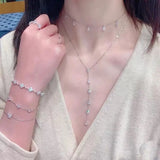Crystal Water Drop Zirconia Tassel Necklace for Women