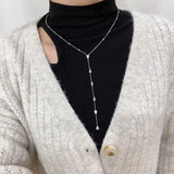 Crystal Water Drop Zirconia Tassel Necklace for Women