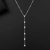 Crystal Water Drop Zirconia Tassel Necklace for Women