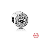 Heart Water Droplets Flower Crown Charm 925 Sterling Silver Bead Bracelet
