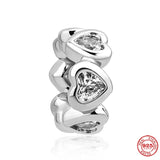 Heart Water Droplets Flower Crown Charm 925 Sterling Silver Bead Bracelet