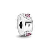 Pink Hearts Butterflies Crown Clip Charm Bead DIY Bracelet Jewelry