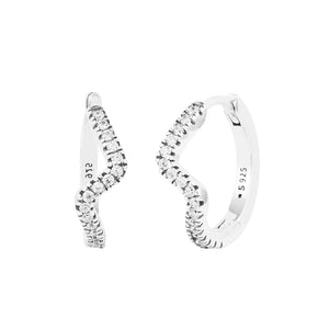 Sparkling Wave Hoop Earrings 925 Sterling Silver Brincos Original