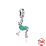 Sparkling Wine Glasses 925 Sterling Silver Charm Bead