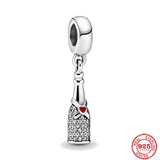Sparkling Wine Glasses 925 Sterling Silver Charm Bead