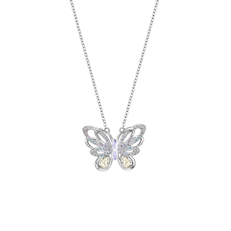 Sparkly Crystal Butterfly Necklace Women's Jewelry