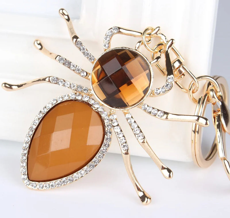 Spider Pendant Charm Rhinestone Crystal Key Chain Wedding Party Gift