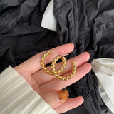 Spiral Twist CC Hoop Earrings for Women 18k Stainless Steel Jewelry