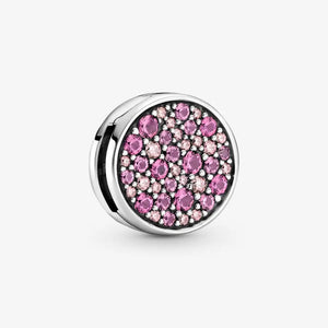 Spring Charms Reflexions Pink Pave Clip Charm 925 Sterling Silver Beads
