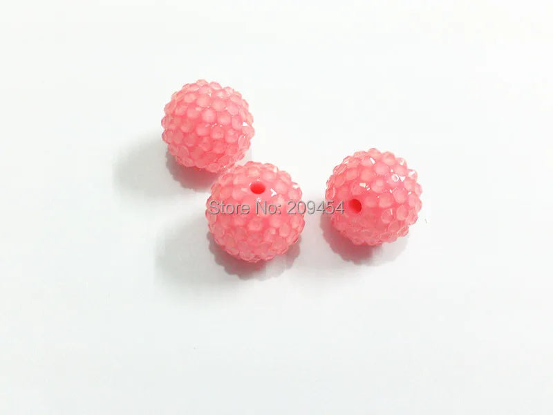 20MM 100pcs/lot Pastel Hotpink With Clear Rhinestone Beads
