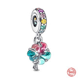 Spring Flower Pendant Clip Butterfly Curled Caterpillar Bead 925 Sterling Silver