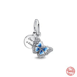 Spring Flower Pendant Clip Butterfly Curled Caterpillar Bead 925 Sterling Silver