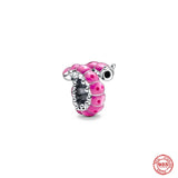 Spring Flower Pendant Clip Butterfly Curled Caterpillar Bead 925 Sterling Silver