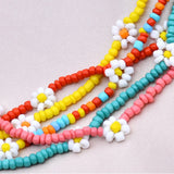 Colorful Seed Bead Necklace For Women Daisy Flower Chokers Boho Jewelry