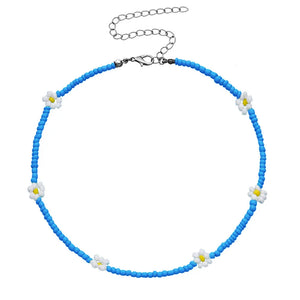 Colorful Seed Bead Necklace For Women Daisy Flower Chokers Boho Jewelry