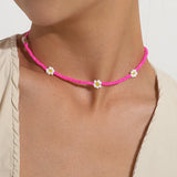 Colorful Seed Bead Necklace For Women Daisy Flower Chokers Boho Jewelry