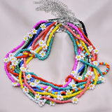 Colorful Seed Bead Necklace For Women Daisy Flower Chokers Boho Jewelry