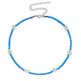 Colorful Seed Bead Necklace For Women Daisy Flower Chokers Boho Jewelry
