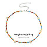 Colorful Seed Bead Necklace For Women Daisy Flower Chokers Boho Jewelry