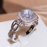 Square Zirconia Ring Hollow Out 925 Stamp Ring