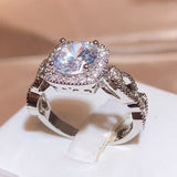 Square Zirconia Ring Hollow Out 925 Stamp Ring