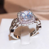 Square Zirconia Ring Hollow Out 925 Stamp Ring